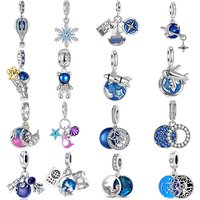 925 Sterling Silver Blue Astronaut Boutique Pendant Charm Fit Original Bracelet Charm Bead Necklace Diy Female Jewelry image 4