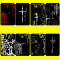 Gothic Cyber Sigil Cross Stickers Debit Bank Credit Cards Metro Bus Pass Stickers Decoration Cover Waterproof 4PCS Card Skin