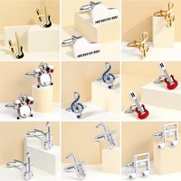 Annlyy Fashion Piano Violin Guitar Drum Sax Bass Music Note Mens Cufflinks Cuff Links