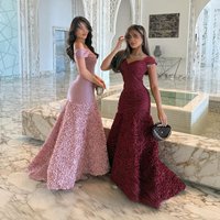 Customized Off the Shoulder Pleat Jersey Evening Dress Sleeveless Appliques Mermaid Party Dress Backless Floor Length Prom Gown