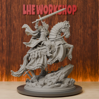 Female Rider Paladin Miniatures | 28mm-38mm | Resin 3D Printed DND Pathfinder Mini | Unpainted Grey