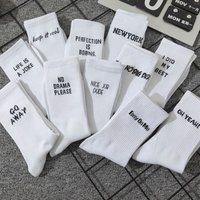 5 Pairs/Set New Women Letter Jacquard Series White Cotton Socks Street Sports Hip Hop Fashion Men Unisex Socks Dropship