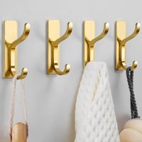 4Pcs Adhesive Hook Heavy Duty Waterproof in Shower Hooks for Hanging Towels Clothes Robes for Bathroom Removable Adhesive Hook