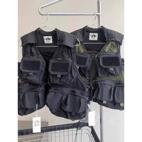 Street Handsome Men Women Shoulder City Functional Style Fishing Splicing Vest Outdoor Camping Travel Multi Pocket Vest