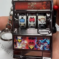 Anime Hazbin Hotel Alastor Vox Lucifer Morningstar Angel Dust Vel Val Adam Cosplay Cartoon Keyring Shake Fighter Keychain Gift