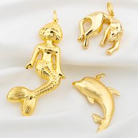 18k Gold Plated Pendant Copper Animal Mermaid Elephant Pattern Chain Pendant Women Men Fashion Jewelry Daily Wear Anniversary Gi