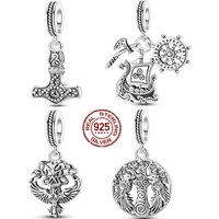 New 925 Sterling Silver Norse Mythology Vikings Series Pendant Charms Jewelry Fit Original 925 Bracelet For Women DIY Gift