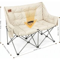 KeHot Doppel-Campingsofa, faltbarer 2-Personen-Campingstuhl mit Tragetasche, 7 cm dick gepolsterter Sitz, robustes Stahlgestell, Outdoor-Liegesofa für Camping, Garten, Picknick, Strand, 120 kg pro