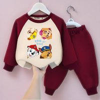 Spring Fall PAW PatroL Print Boys Spliced Sweatshirts 2-piece Sets Kids O Neck Hoodies and Pant 2pcs Set Kids Sport Clothes Suit