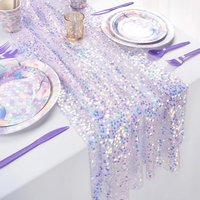 1PC Sequin Iridescent Table Runner Boho Table Runners Glitter Sequin Tablecloth for Party Wedding Summer Mermaid Birthday Decora