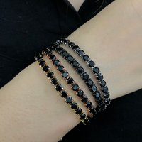 Bracelet de Tennis en cristal noir pour femmes, Steampunk réglable, chaîne de couleur argent sur la main, bijoux Hippie, cadeau pour amis, DZH051