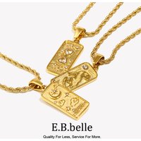 E.B.belle New Meaningful Jewelry Gift Magic Tarot Necklaces Stainless Steel PVD Plating Waterproof Rope Chain Square Necklace