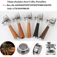 54mm Double Mouth Coffee Portafilter For Breville 870/875/878 Solis 1170 Stainless Steel Coffee Handle With Basket Barista Tool