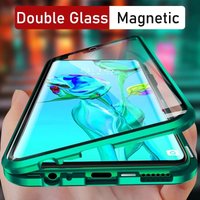 360-Metall-Magnethülle für Huawei P50 P40 P20 P30 Lite Pro, doppelseitige Glashülle für Honor 80 70 60 20 50 Pro 8X 9X Y9S Hülle