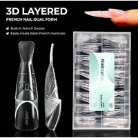 Nailpop 150pcs 3D Ladder French Nail Exclusive Art Builder Molds Oval Clear 15 Sizes Original Professional Extension Tips System