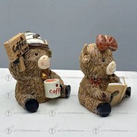 New figurine decorates coffee-themed highland cow pygmy resin statue garden