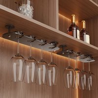 2/3/4 Slots Upside Down Wine Glass Holder Punch-free Space Aluminum Upside Down Shelf Wall Mounted Space Saving
