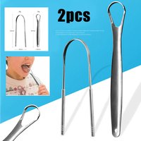 2pcs U Type Tongue Scraper Stainless Steel Oral Tongue Cleaner Brush Cleaning Coated Tongue Toothbrush Oral Hygiene Care Tools