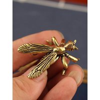 Solid Brass Mosquito Statue - Vintage Insect Sculpture for Home Office Desk Decor, Unique Conversation Starter and Gift Idea