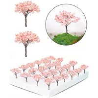 10Pcs 6.5cm Miniature Cherry Flower Tree Model Height 65mm Plant Diorama Kits Diy Sand Table HO Railway Scene Layout Accessories