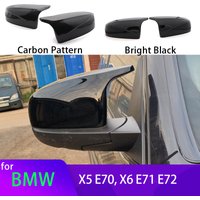 Carbon Fiber Look Glossy Black Rearview Side Mirror cover Caps Horn Shape for BMW X5 E70 X6 E71 2008-2013 accessories