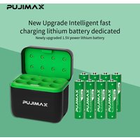 PUJIMAX 1.5V Constant Voltage AA Rechargeable Li-ion 4255mWh Battery With Intelligent LED Display Arc-look Battery Charger SET