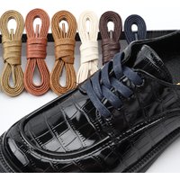 Waxed Flat Shoelaces Leather Waterproof Casual Shoes Laces Unisex Boots Shoelace Length 60 80 100 120 140 160 180 CM 1 Pair