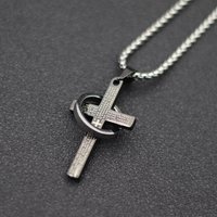 Fashion Men Necklace Unfading Not Allergic Stainless Steel Cross Collar 24 Inches Pendant Jewelry Hiphop Rock Casual Accessories