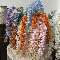 6 Forks Artificial Wisteria Flowers Bushy Vine Decorative Artificial Faux Plants Vine Rattan Purple Fake Flower String