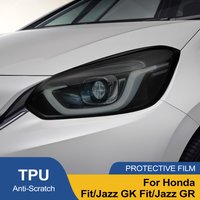 For Honda Fit/Jazz GK GR Smoke Black Car Headlight Protective Film Pre Cut TPU PPF Anti-Scratch High-Gloss Vinyl Wrap Film