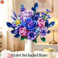KAVOWORLD 828PCS Purple Blue Rose Building Blocks Bouquet DIY Artificial Flower Bricks Educational Toy Home Decor Gift for Women