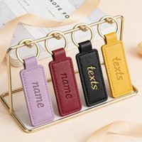 Personalized Name PU Leather rectangle Keychain Fashionable Keyring Customized Logo Pendant Laser Room Number Key Chains Ring