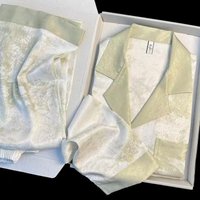 Women's Satin Pajama Set Spring New Classic Sandpainting Pajama Set Long Sleeve Button Green Pajama Lounge Pant Women Sleepwear