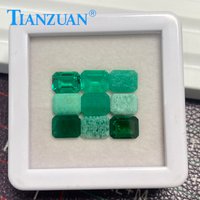 Lab-grown Emerald Stone Rectangle Shape Emerald Cut Hydrothermal Green Emerald Inclusions Inside Jewelry Material