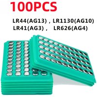 100Pcs1.55V AG13 LR44 Button Battery AG10AG4 AG3 LR1130 LR41 377 LR626 Alkaline Battery Pila Cell Coin Watch Toys Remote Batter