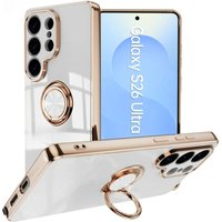 Luxury 360° Rotating Metal Ring Holder Case For Samsung S26 Ultra S25 FE Edge S24/23/22/21 Plus Plating Bumper Shockproof Cover