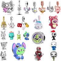 2026 Fashion 925 Silver Bear, Rabbit, Mouse, Pink Pig Cartoon Pendant, Suitable for Original Bracelet DIY Exquisite Jewelry