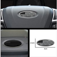 Interior Car Decor American US Flag Symbol Logo Car Steering Wheel Cover Center Sticker For Ford Focus Fiesta Fusion Mondeo Kuga