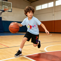 Kids Basketball Summer Clothes T-shirt Top+Shorts 3-12Yrs Colorful Letters Boy Girls Short-Sleeved Casual Fashion Two-piece Set