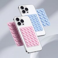 Candy Color Square Silicone Phone Mount Adhesive Backing & Non-Slip Suction Cup Stand for Selfies Videos Secure Phone Holder