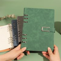 A5/B5 Loose-Leaf Notebook,Simple Business Soft Leather Cover,Removable Metal Clip,100 Sheets/Book,Office Study Stationery QP-27