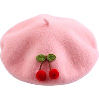 Spring Autumn Winter Girl British Painter Hat Female Wool Fashion Kawaii Red Cherry Women Beret Caps