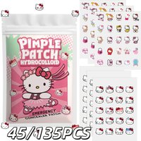 45/135PCS Sanrio Hello Kitty Cartoon Pimples Defect Patch - Invisible Hydrocolloid Acne Patch, Facial Decoration Patch,