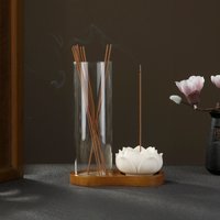 2 in 1 Incense Holder for Sticks Ceramic Lotus Incense Burne with Removable Glass d Incense Sticks Organizer for Yoga Home Decor