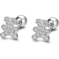 Uniorsj 100% 925 Sterling Silver High Quality Cute Cartoon Mini Bear Small Stud Earrings for Women Jewelry