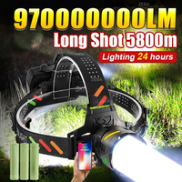 970000000LM Ultra Powerful LED Headlamp Super Bright Rechargeable Led Headlight Long Range 5800m Fishing Hunting Head Lantern