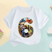 Zootopia Nick Wilde Judy Hopps T-shirt with number for kids, clothing for girls aged 1-9 years, birthday T-shirts for kids