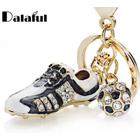 Crystal Football Soccer Shoes Rhinestone Keychains For Car Purse Bag Buckle Pendant Keyrings Key Chains Women Gift K258