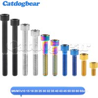 Catdogbear Titanium Bolt M6/M7x10 15 18 20 25 30 32 35 40 43 45 50 55 60 65mm Allen Hex Head Screw for Bike Fasteners