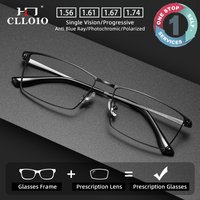 CLLOIO Lightweight Casual Style Pure Titanium Prescription Glasses Anti Blue Light Myopia Glasses Progressive Reading Eyewear